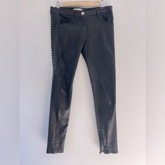 IRO Pants - IRO Black Lamb Leather Moto Jeans Pants with Zipper Detail size 38 US 6